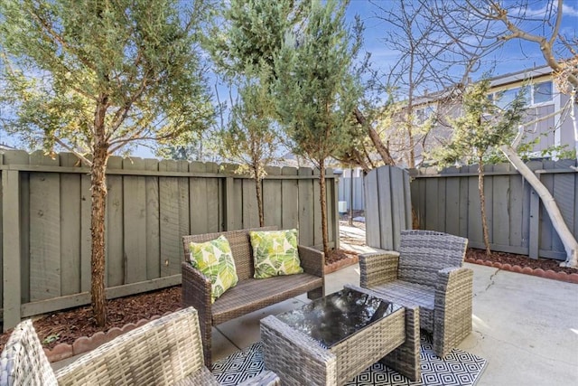 view of patio featuring an outdoor hangout area