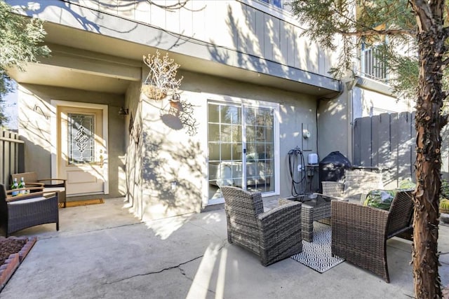 exterior space featuring an outdoor hangout area