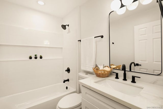 full bathroom with vanity, toilet, and shower / bath combination