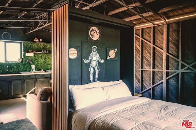 bedroom featuring wood ceiling