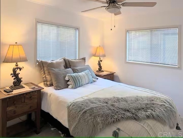 bedroom featuring ceiling fan