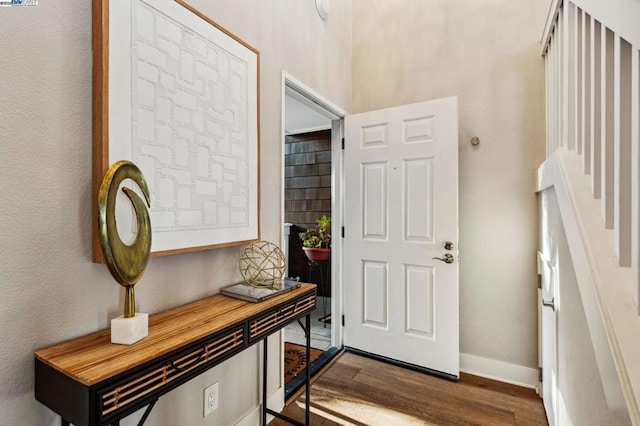 foyer entrance with wood-type flooring