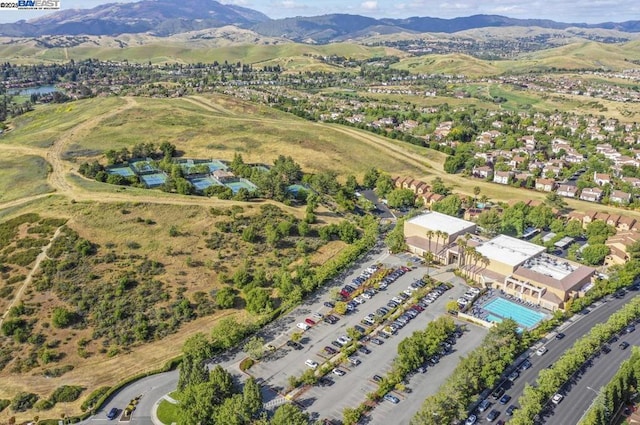 drone / aerial view with a mountain view