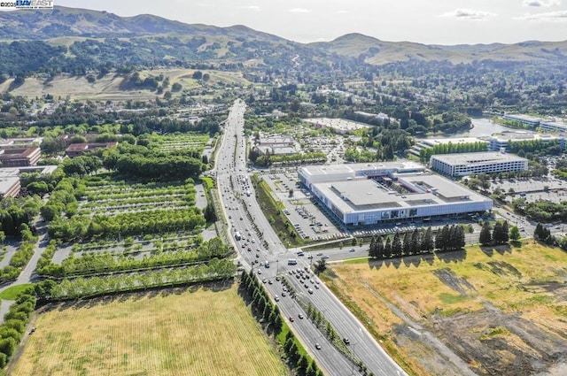 aerial view with a mountain view