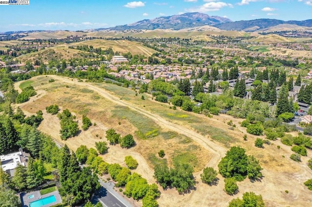 drone / aerial view with a mountain view