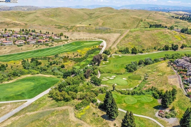 drone / aerial view featuring a mountain view