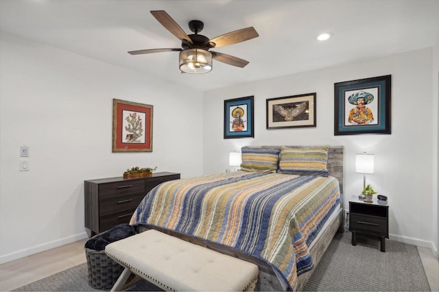 bedroom featuring ceiling fan