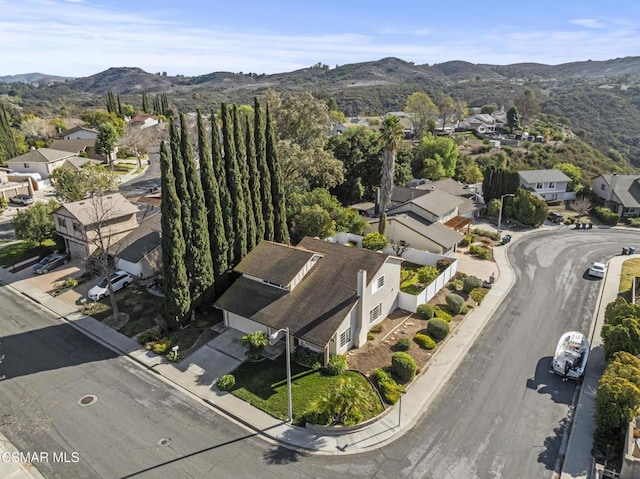 bird's eye view featuring a mountain view