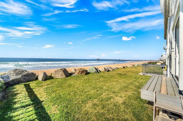 property view of water with a beach view