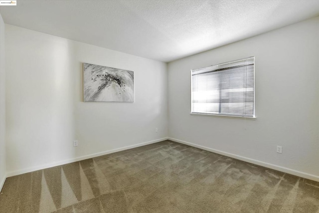 carpeted spare room featuring a textured ceiling