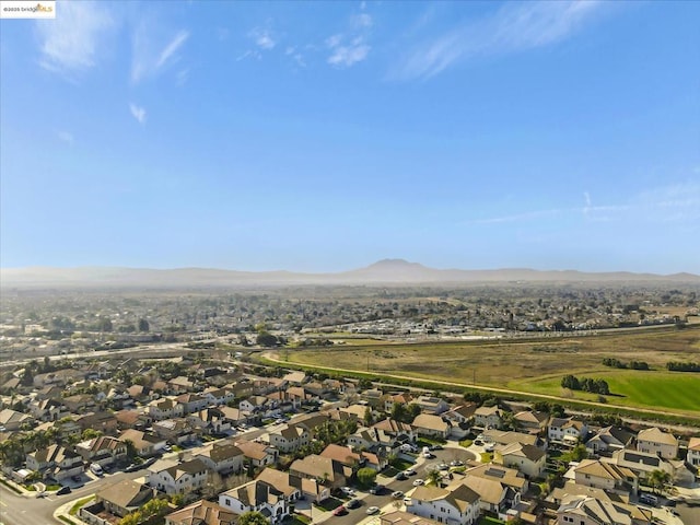 drone / aerial view with a mountain view