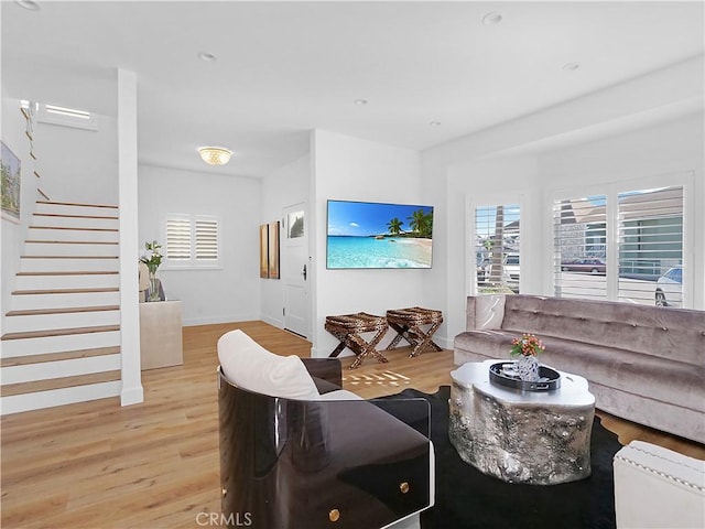 living room featuring light hardwood / wood-style floors