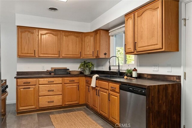 kitchen with sink and stainless steel dishwasher