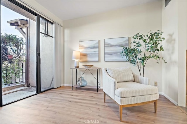 living area featuring light wood-type flooring