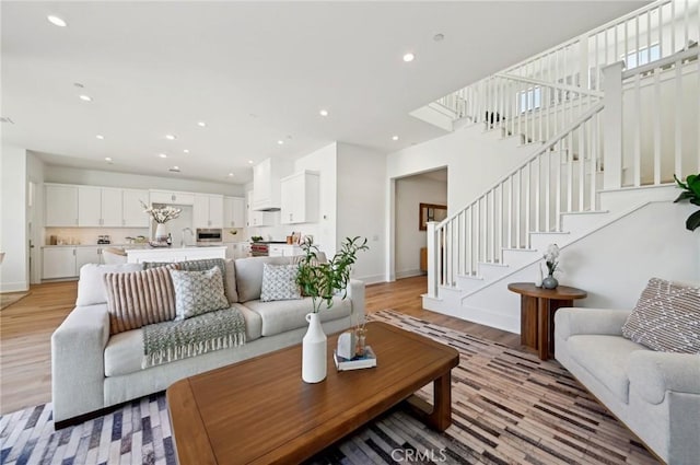 living room featuring light hardwood / wood-style flooring