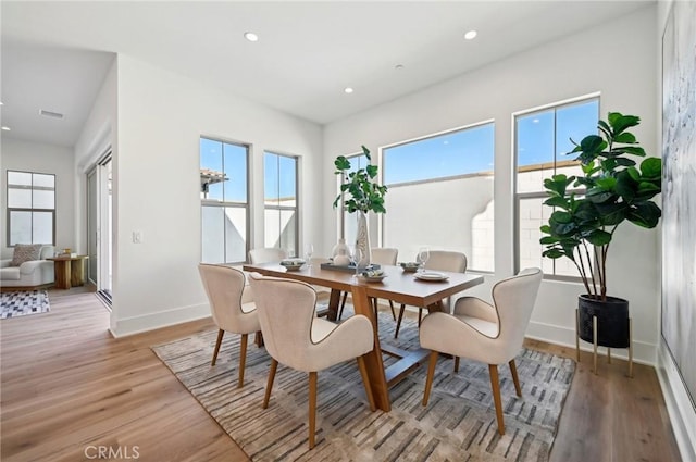 dining room with light hardwood / wood-style flooring