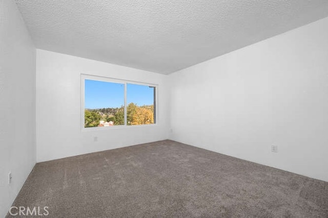 carpeted spare room with a textured ceiling