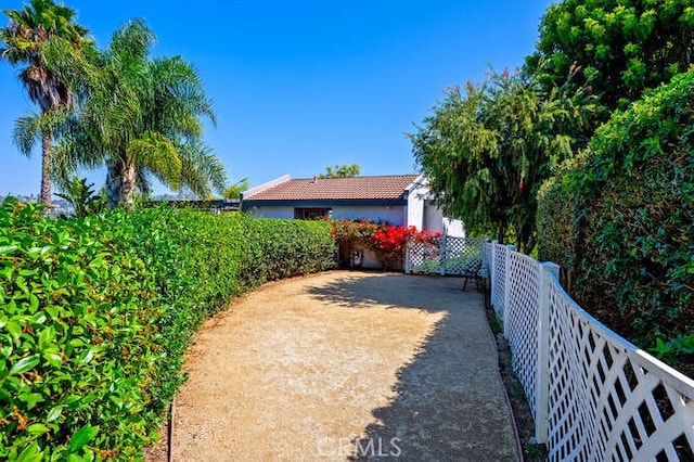 view of yard with fence