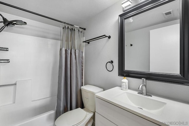 full bathroom featuring vanity, toilet, and shower / bath combo with shower curtain