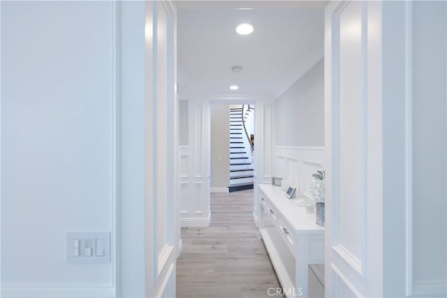 hallway featuring light wood-type flooring