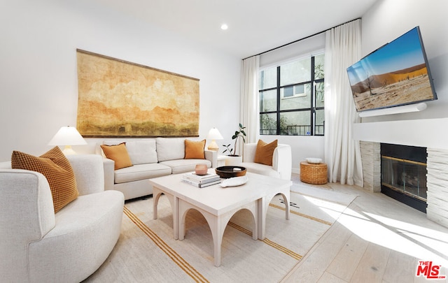 living room with wood-type flooring