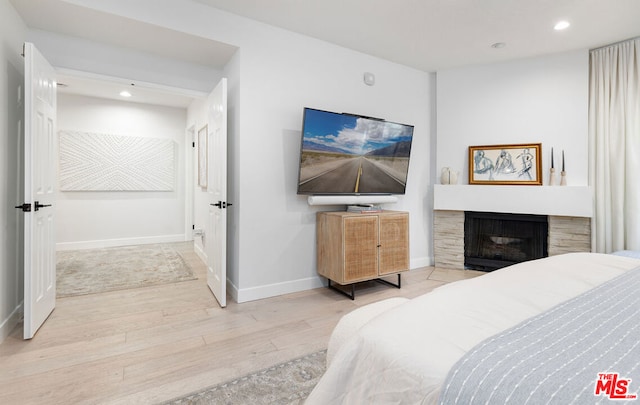 bedroom featuring hardwood / wood-style floors