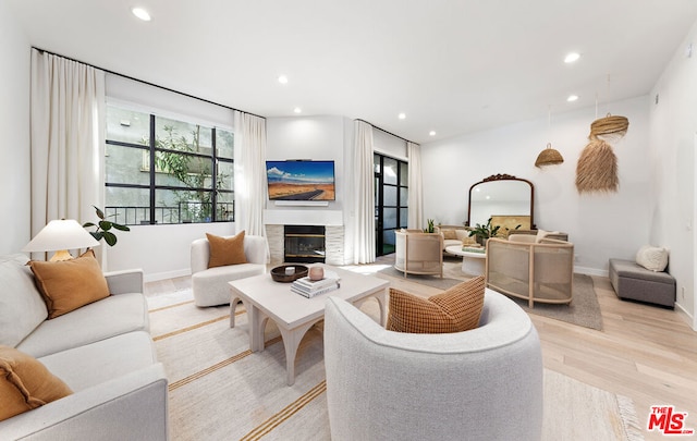 living room with light wood-type flooring