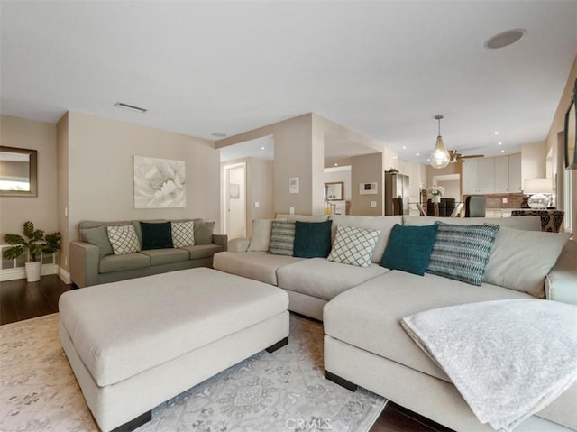 living room featuring light wood-type flooring