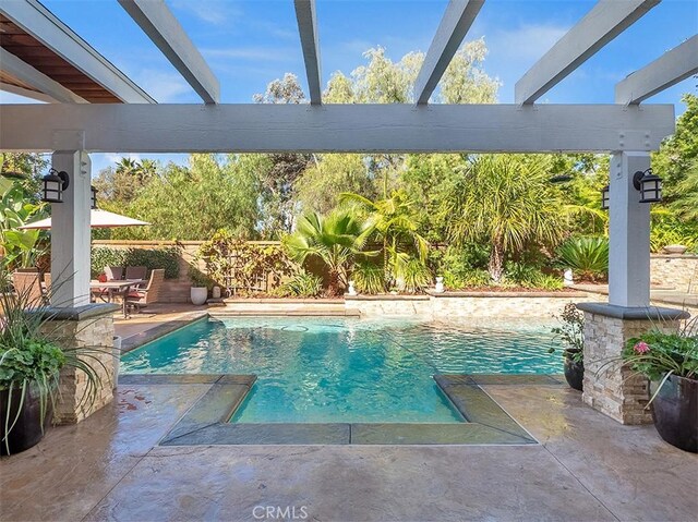 view of swimming pool featuring a patio area