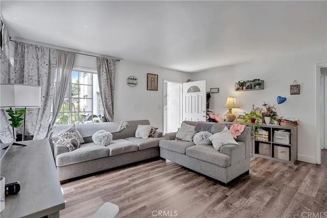 living room featuring hardwood / wood-style flooring