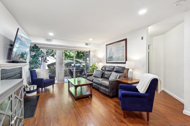 living room featuring hardwood / wood-style flooring