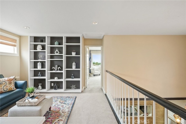 sitting room with carpet floors