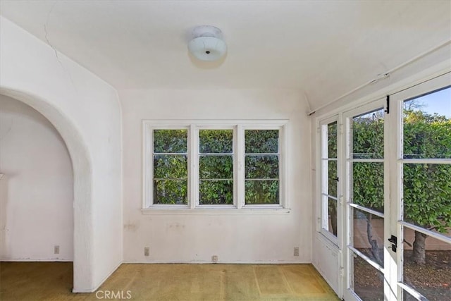 view of unfurnished sunroom