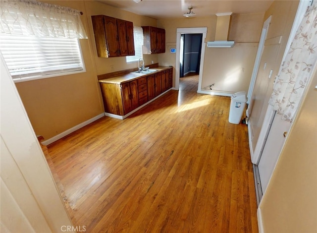 kitchen with sink and light wood-type flooring