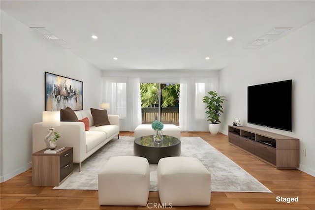 living room featuring light hardwood / wood-style flooring