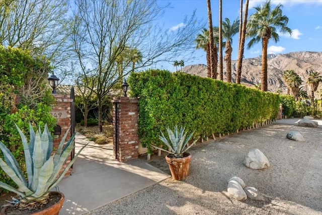 exterior space featuring a mountain view