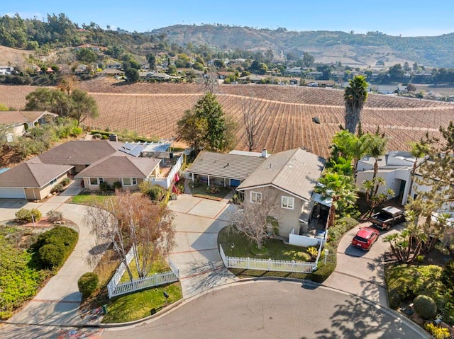 bird's eye view with a mountain view