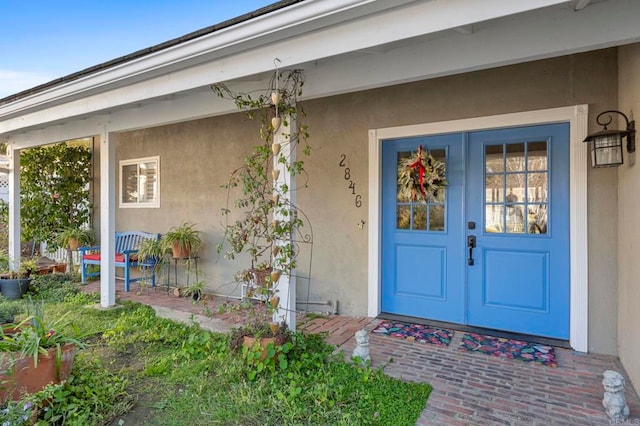 doorway to property with french doors