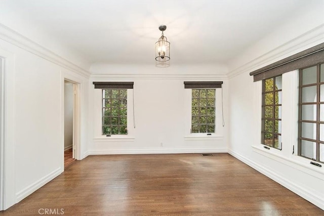 unfurnished room featuring dark wood-type flooring