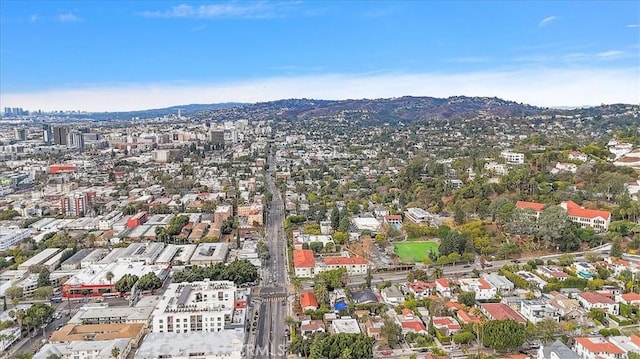 birds eye view of property featuring a mountain view