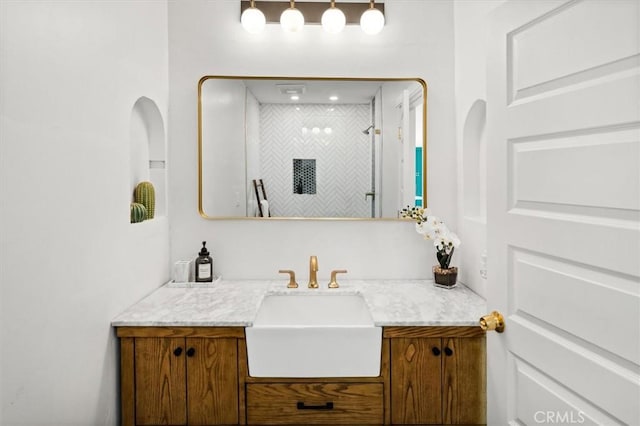 23726 La Salle Canyon Rd, Newhall, CA 91321 - full bathroom with a tile shower and vanity