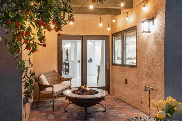 23726 La Salle Canyon Rd, Newhall, CA 91321 - entrance to property with stucco siding, french doors, and a patio