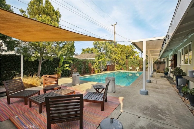 view of pool with a patio and outdoor lounge area