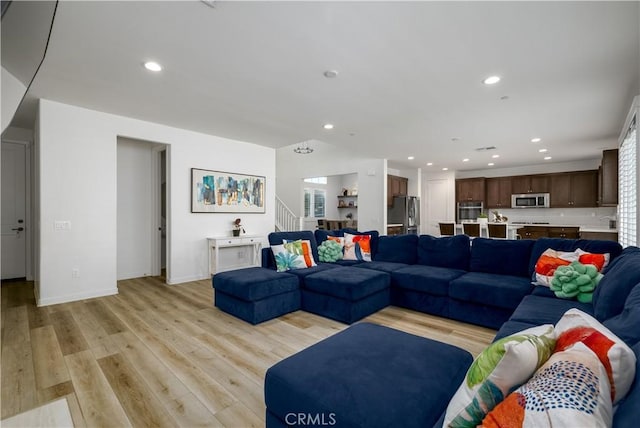 living room featuring light hardwood / wood-style floors