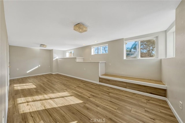 empty room with light hardwood / wood-style floors