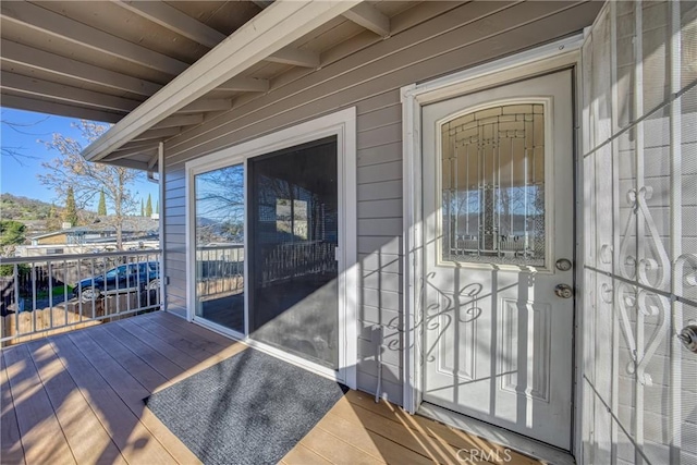 doorway to property with a balcony