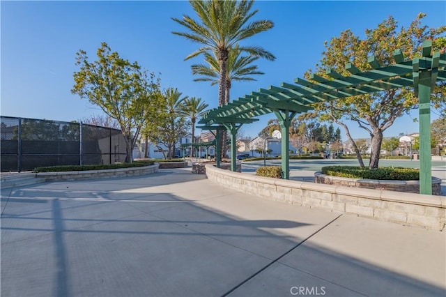 exterior space with a pergola