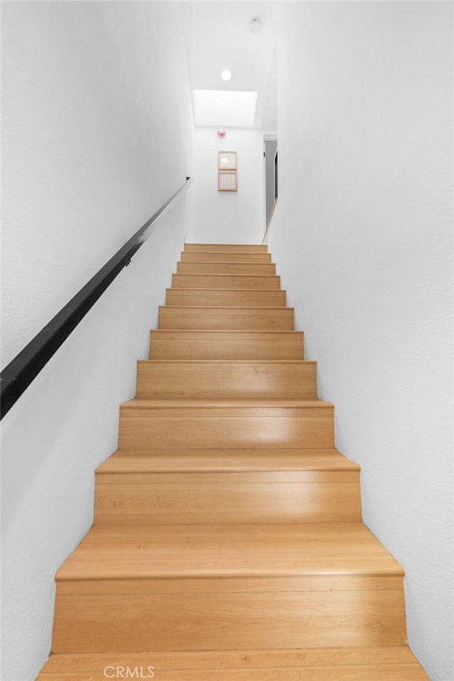 staircase with a skylight