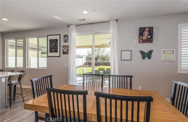 dining area featuring light hardwood / wood-style floors