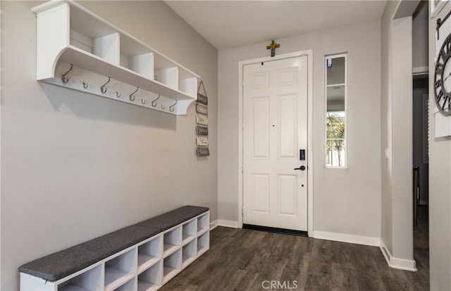 mudroom featuring dark hardwood / wood-style flooring